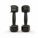 Par de halteres sextavados emborrachados 5kg cada peso academia dumbbell fitness gym treino musculação profissional