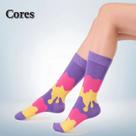 Par de Meia Casual Cano Longo Divertida Feminina - Tamanho 34 a 39