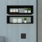 Par de Nichos Retangular P15cm Minimalista Preto MDF Organizador Banheiro Lavanderia - Rufatto Decorações