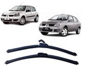 Par De Palhetas Limpador De Parabrisa Dianteiro Renault Clio Hatch E Sedan Ano 2000 Em Diante