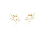 PAR DE PIERCINGS DE ORELHA ESTRELA BRANCA ESMALTADA BANHADO A OURO 2,3x0,3cm
