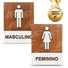 Par de Placas Sanitários Banheiros Wc Feminino/masculino Em Mdf
