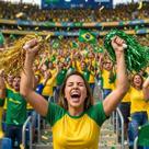 Par de Pompons Franja Metalizado Verde Amarelo Cheerleaders Tamanho:Único