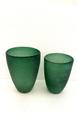 Par De Vasos Cristal Verde Texturizado Folhagens Fino Acabam