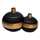 Par de Vasos Girona Sole Luna em Cerâmica Fosca Decor - Black Golden