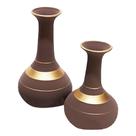 Par de Vasos Long Pipe em Cerâmica Fosca de Sala - Brown Gold