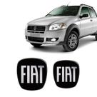 Par Emblemas Adesivos Fiat Strada Resinados Black Piano