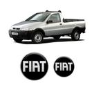 Par Emblemas Fiat Strada Adesivos Resinados /05 Black Piano