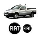 Par Emblemas Fiat Strada Adesivos Resinados /05 Black Piano