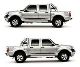 Par Faixa Lateral Adesiva Compatível Com A Ford Ranger Preto e Vermelho