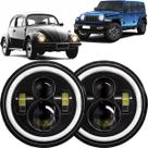 Par Farol Angel Eyes 7 Polegadas Fusca Kombi Opala Defender