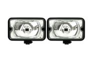 Par Farol Auxiliar Milha Retangular Longo Alcance Lente Vidro Lisa Carcaça Ferro 6X4 157X95MM