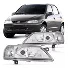 PAR FAROL CELTA 99 a 2001 2002 2003 2004 2005 2006 FOCO SIMPLES MASCARA CROMADA