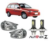 Par farol corsa wagon 1994 a 2002 cromado p super branca led