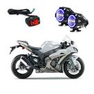 Par Farol de Milha Angel Eye U7 Azul para Moto Kawasaki NINJA ZX 10 R 1000 2010 2011 2012 2013 2014 2015 2016 até 2021
