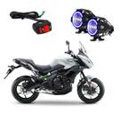 Par Farol de Milha Angel Eye U7 Azul para Moto Kawasaki Versys 650CC 2010 2011 2012 2013