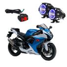 Par Farol de Milha Angel Eye U7 Azul para Moto Suzuki GSX 750F 1994 1995 1996 1997 1998 1999 2000 2001 2002 até 2009