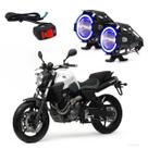Par Farol de Milha Angel Eye U7 Mini Azul para Moto MT 03 2008 2009 2010 2011 2012 2013 2014 2015 até 2022