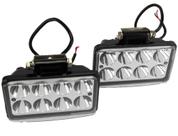 Par Farol de Milha Retangular 24w 8 Leds Universal 12v 24v