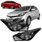 Par Farol Dianteiro Hyundai HB20 2013 A 2019 Máscara Negra