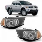 Par Farol Dianteiro Mitsubishi L200 2008 2009 2010 2011 2012 Máscara Negra Pisca Ambar