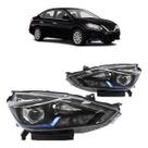 Par Farol Dianteiro Sentra 2017 2018 2019 2020 2021 Led Máscara Negra Lente Lisa Acrílico