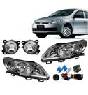 Par Farol Gol G5 Foco duplo cromado + Kit Milha Chicote