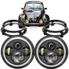 Par Farol Led Fusca Kombi Troller Jeep Willys 7 Polegadas