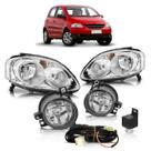 Par Farol Máscara Cromada Fox 2008 2009 2010 Lisa Acrílico Kit Farol de Milha Auxiliar Lisa Vidro