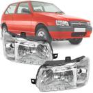 Par Farol Mascara Fundo Cromado Direito e Esquerdo Fiat Uno Mille Fiorino Pitbull 2004 2005 2006 2007 2008 2009 2010 2011 2012 2013