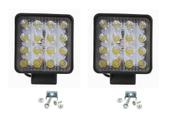 Par Farol Milha 16 Leds 48w 10/30v Quadrado Off road 6500k