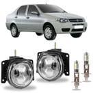 Par farol milha fiat siena g3 2003 ate 2012 com led vidro