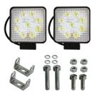 Par Farol Milha Led Quadrado 9 Led 27w 12v 24v Trator Truck