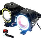 Par Farol Milha Moto Angel Eye U7 Led Auxiliar Neblina