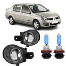 Par farol milha renault clio sedan 2003 a 2012 +super branca