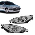 Par farol peugeot 206 2000 a 2010 cromado lente lisa foco duplo