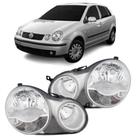 Par farol polo hatch sedan 2003 04 05 2006 máscara cromada