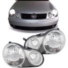 Par farol polo hatch sedan 2003 04 05 2006 máscara cromada