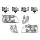 Par Farol Volvo Nh12 Bicudo Com Pisca Cristal + 4 Milha Led
