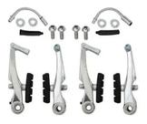 Par Freio V-brake Alumínio Bicicleta Bike Logan Cromado Mtb