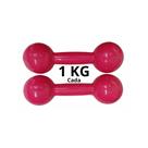 Par Halteres Emborrachado Rosa 1 Kg Fitness Musculação