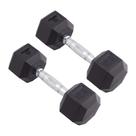 Par hexagonal de 5,7 kg (12,5 lb) envolto em borracha com halteres