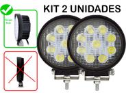 Par kit 2 Farol De Milha 9 Leds Off Road Redondo 27w 12v 24v Carro 4x4 Troller Suv Trator Moto Universal Longo Alcance