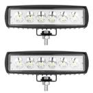 Par Kit 2 Farol De Milha Led Universal Retangular Barra Linear 6 Leds 18w Super Potente Jeep Troller Trator 12/24v