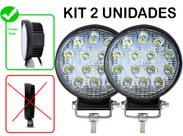 Par Kit 2 Un Farol Led Redondo Milha 42w 14 Leds 12v/24v Universal Carro Jeep Moto Caminhão Trator Troller 6000k