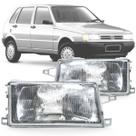 Par Kit Farol Dianteiro Fiat Uno Fiorino Elba Premio 91 92 94 96 98 2000 2002 2004 com Lente em Vidro