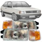 Par Kit Farol Dianteiro Seta Pisca Volkswagen Gol Saveiro Parati Voyage G1 Quadrado 91 92 93 94 95 96 97 Lente Vidro Sistema Cibié