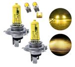 Par Lâmpada Farol H4 Amarela Gold Vision 3000K e Pingo Cob T10 12V