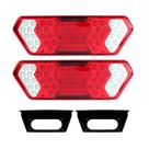 Par Lanterna Traseira Led Carreta Guerra 24v Com Suporte