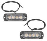 Par Led Luz Grade Retangular Camionete 4 Leds Ambar Laranja